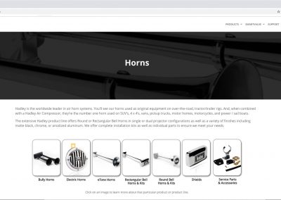 The new 2017 website design for Hadley - internal product landing page.