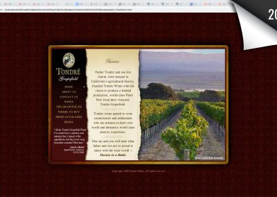 Tondre Wines 2007 Website Screenshot