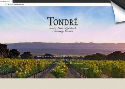 Tondre Wines 2019 Website Screenshot