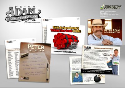 Logo design and direct mail campaigns for Elect Peter Adam
